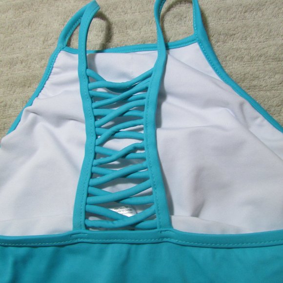 VENUS Ruched Side Halter Tankini Top Blue - Picture 5 of 6